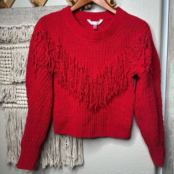 No Boundaries Red Fringe Sweater (XS) - Picture 1 of 5